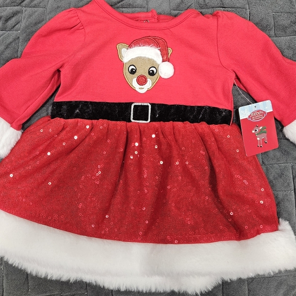 Rudolph The Red Nosed Reindeer Long Sleeve Christmas Dress with underwear NWT - Picture 2 of 8